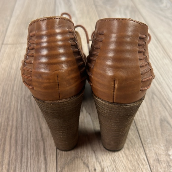 Miista Naia Free People 8.5 Brown Leather Cord Huarache Lace Up Block Heels - Picture 6 of 11